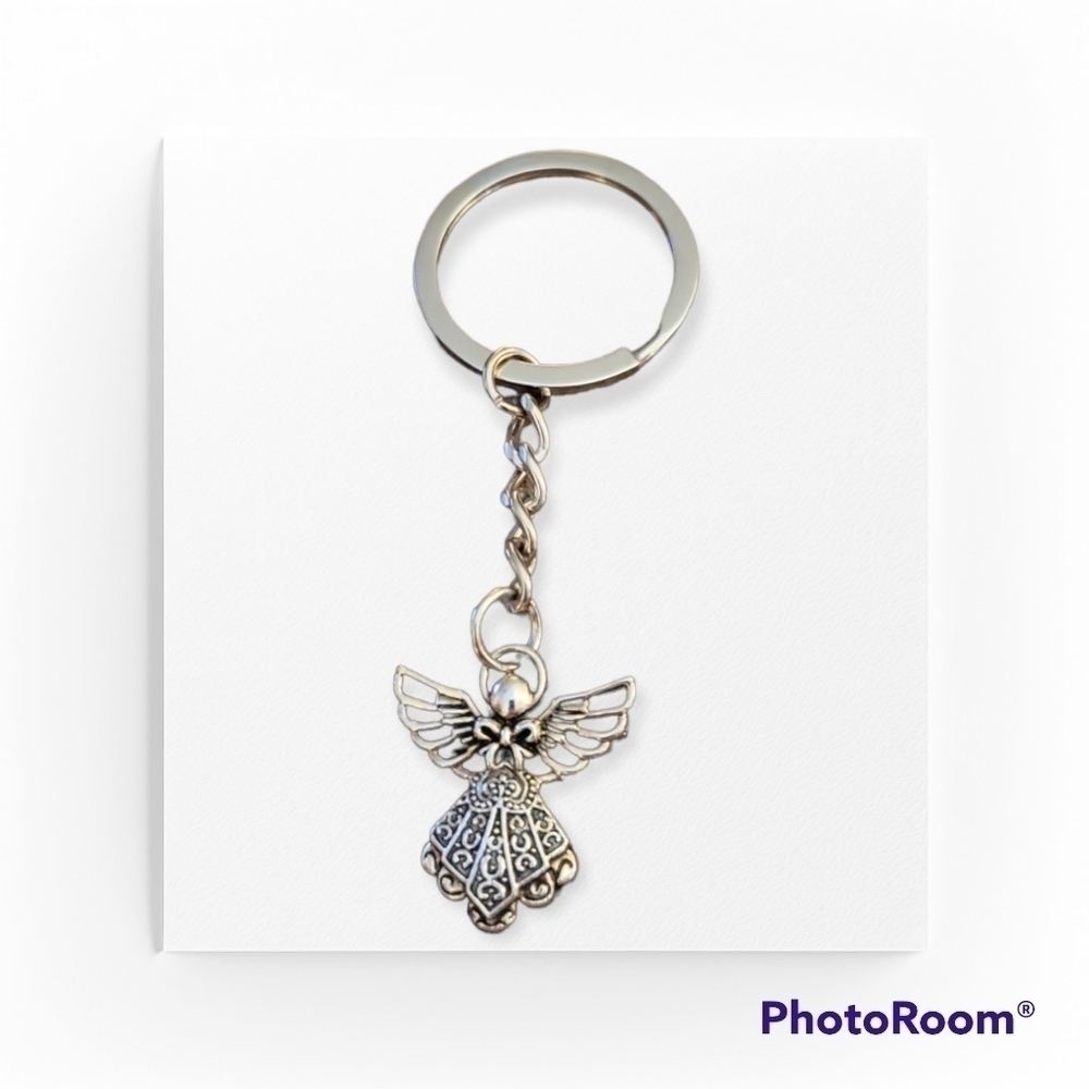 3/$30 SILVERTONE Angel Key Ring Chain Purse Charm